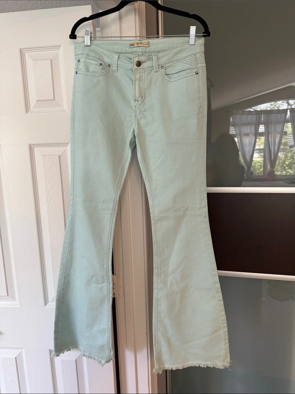 Free People Sea-foam/Light Turquoise Flare Jeans